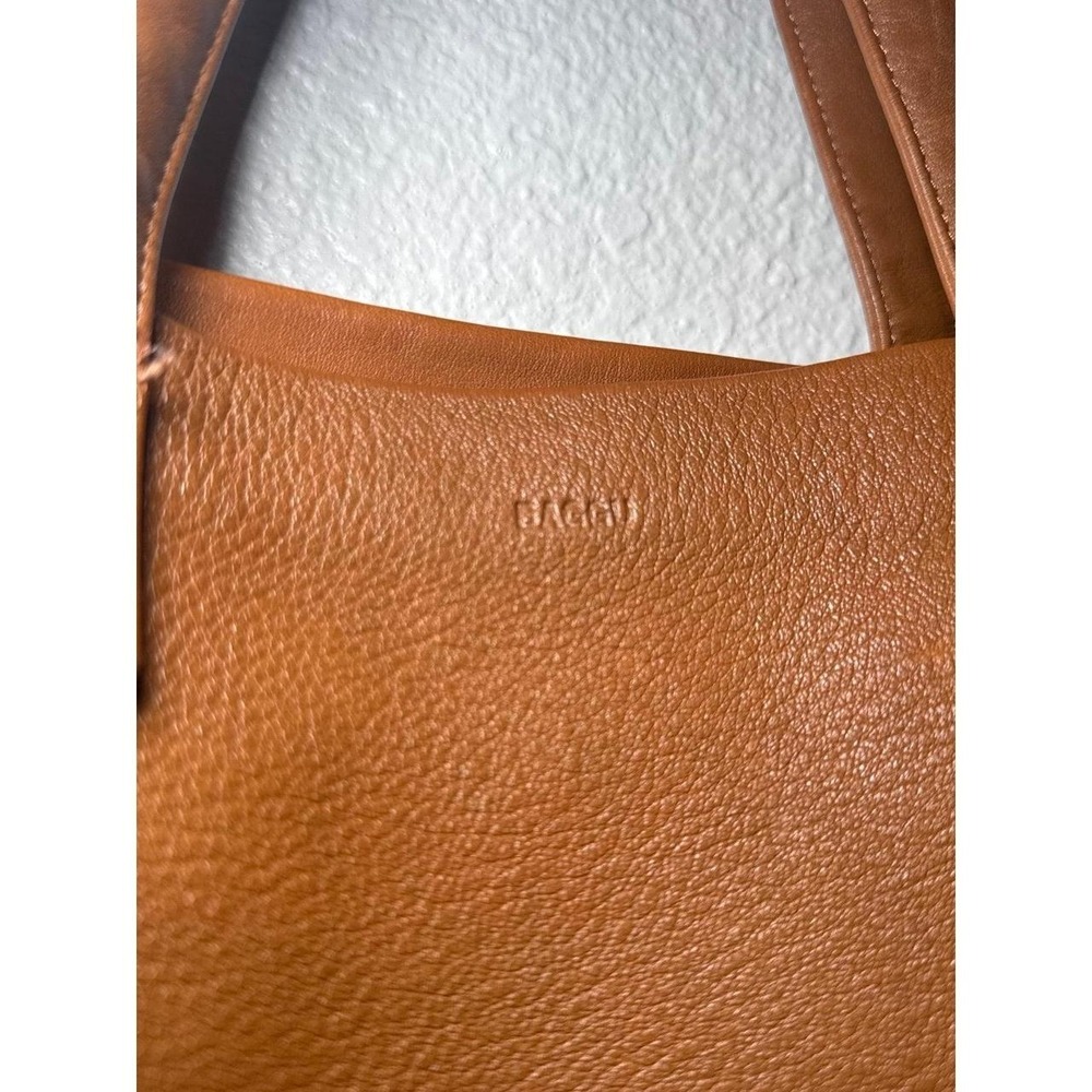 Baggu Deadstock Leather Wide Shopper Tote in Caramel - Picture 5 of 5